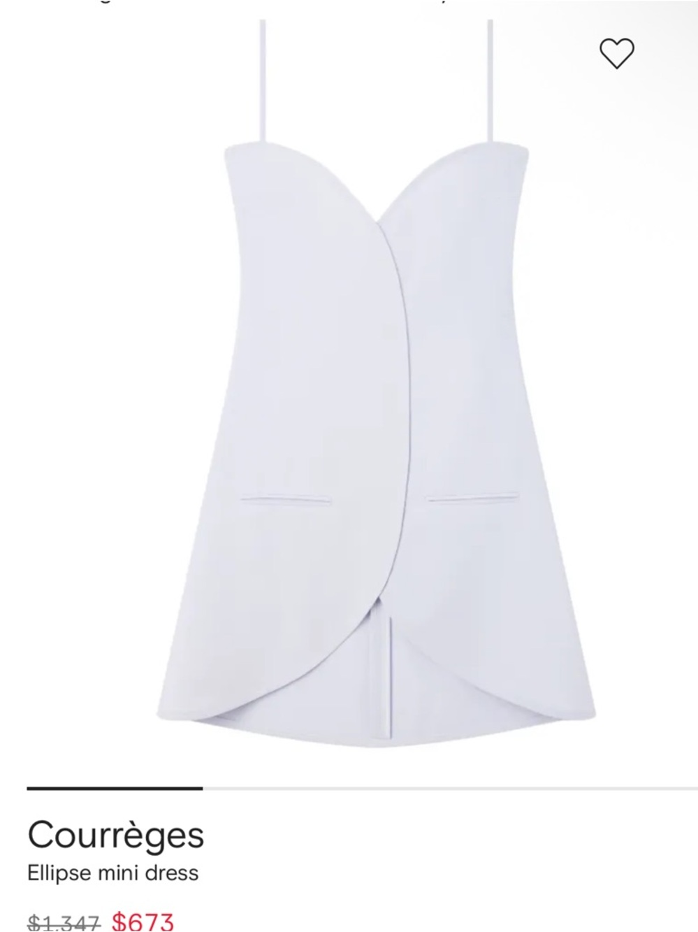 NWT Courrèges Soft Lilac Ellipse Mini Dress with Spaghetti Straps-42/10